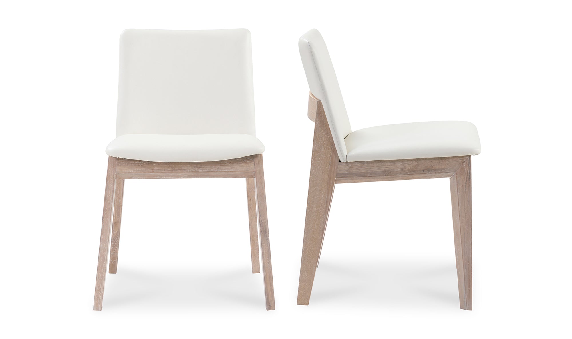 Deco Oak Dining Chair Cream White PVC - Set Of Two
