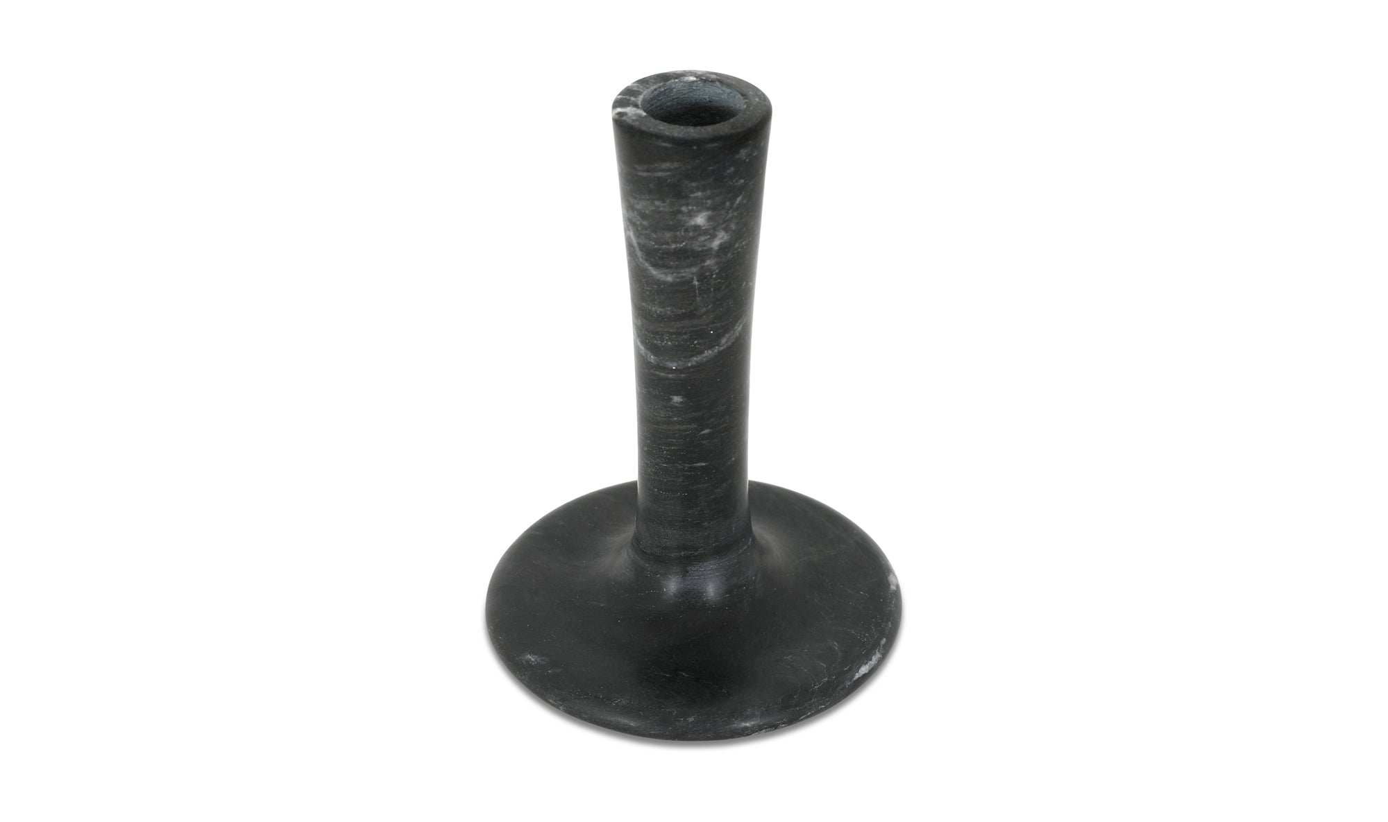 East Tall Candle Holder Black Veined Marble