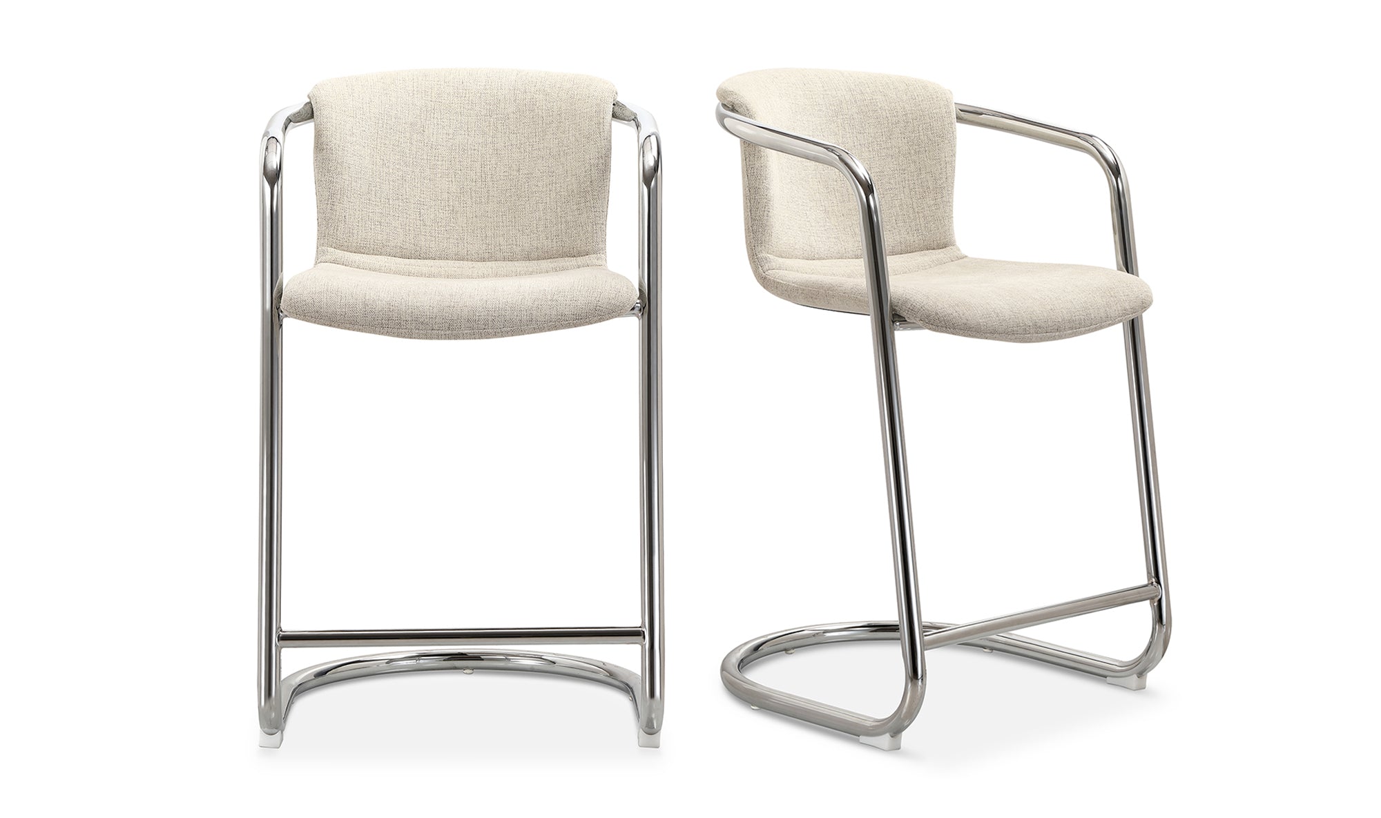 Freeman Chrome Frame Counter Stool Blended Cream - Set Of Two