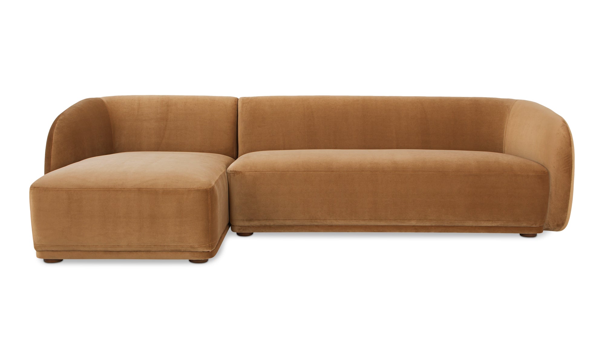 Faye Left Sectional Tan Faux Mohair