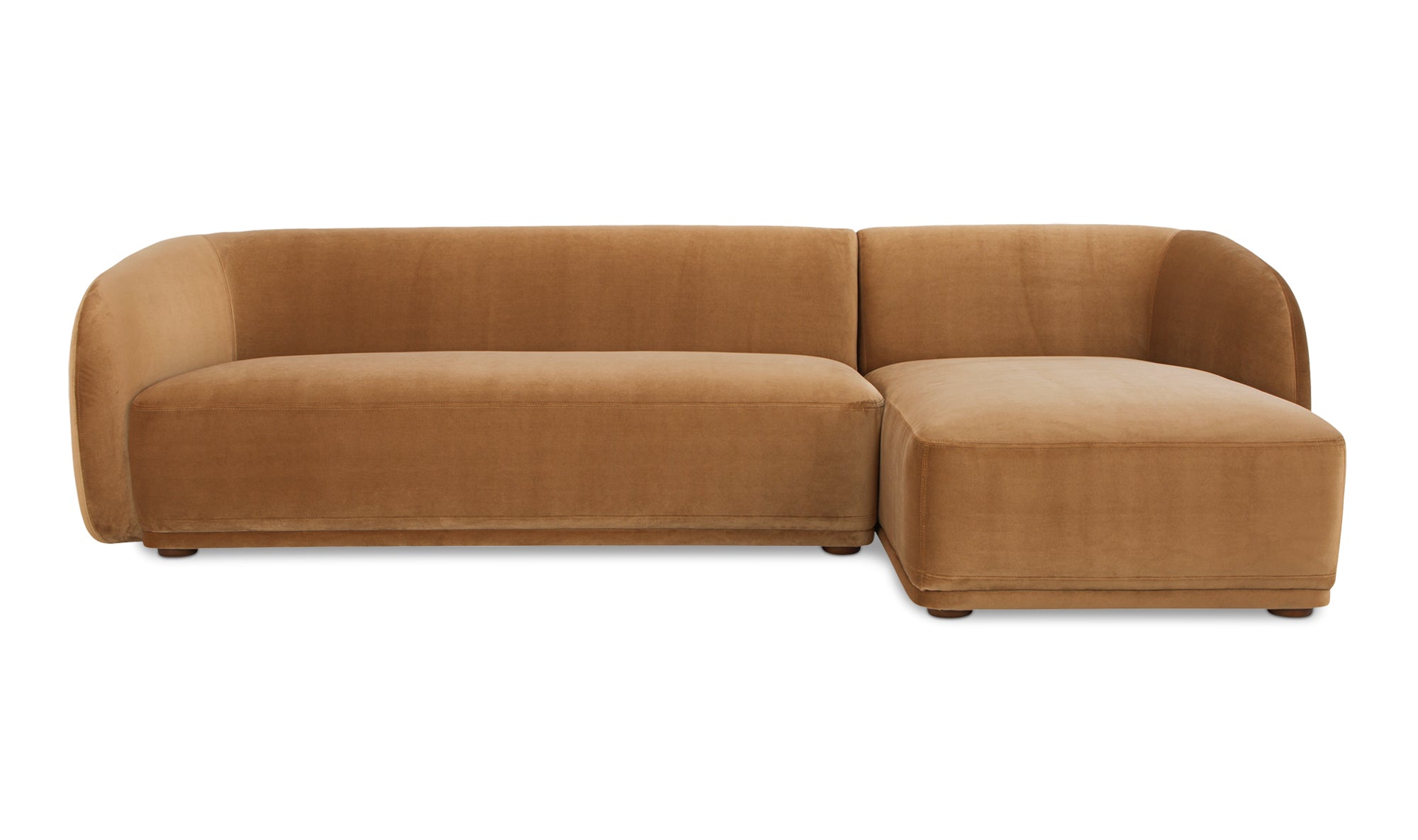 Faye Right Sectional Tan Faux Mohair