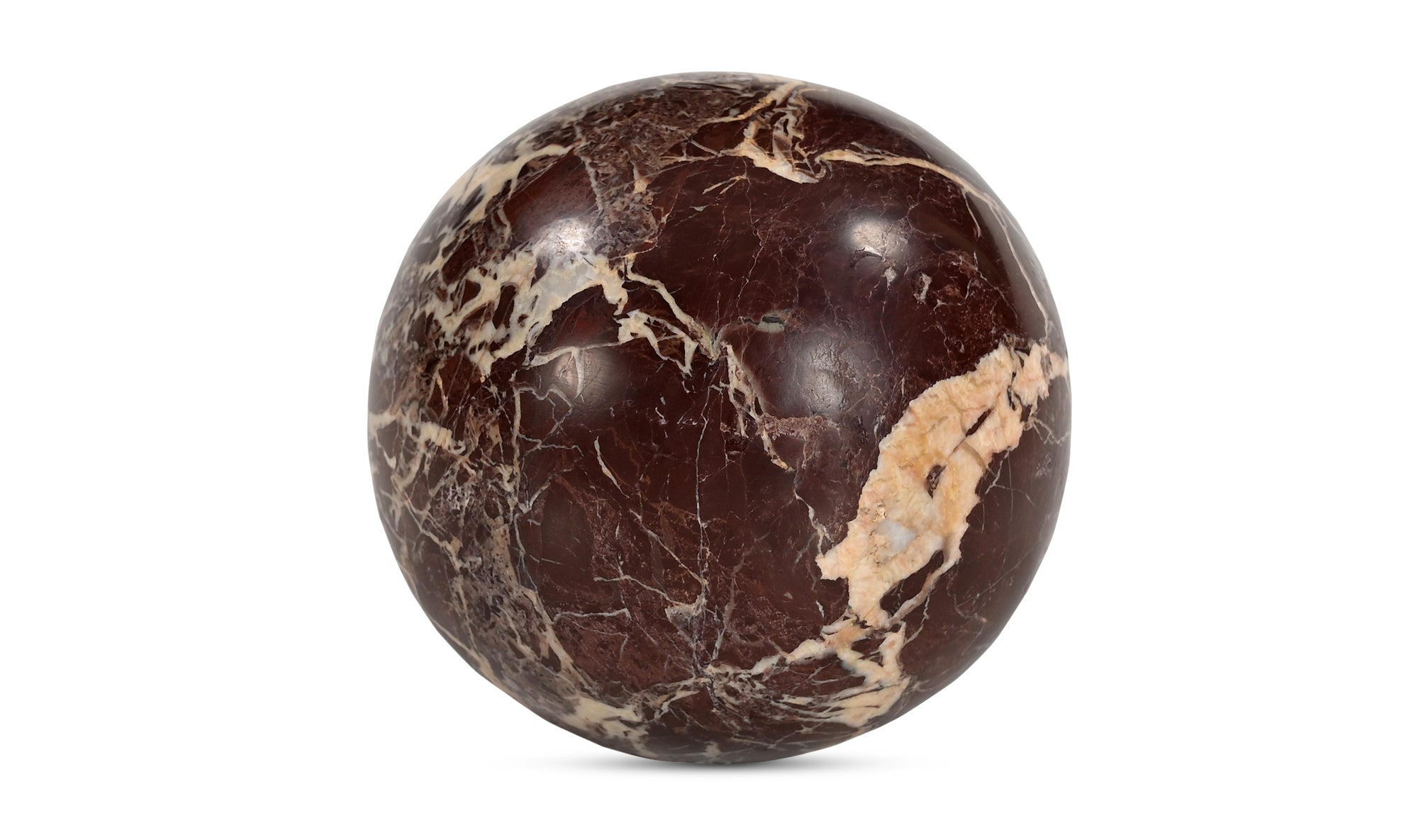 Odessa Sphere Tabletop Accent Red Levanto Marble