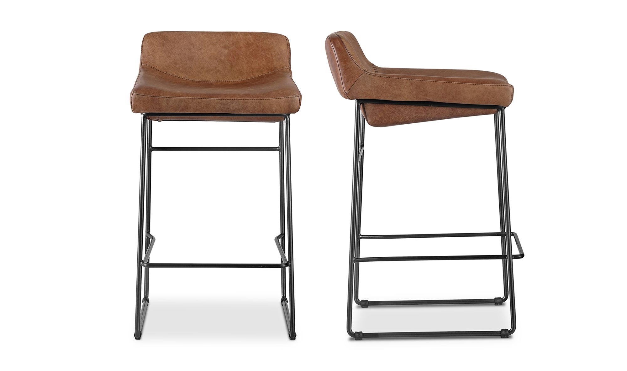 Starlet Counter Stool Open Road Brown Leather - Set Of Two