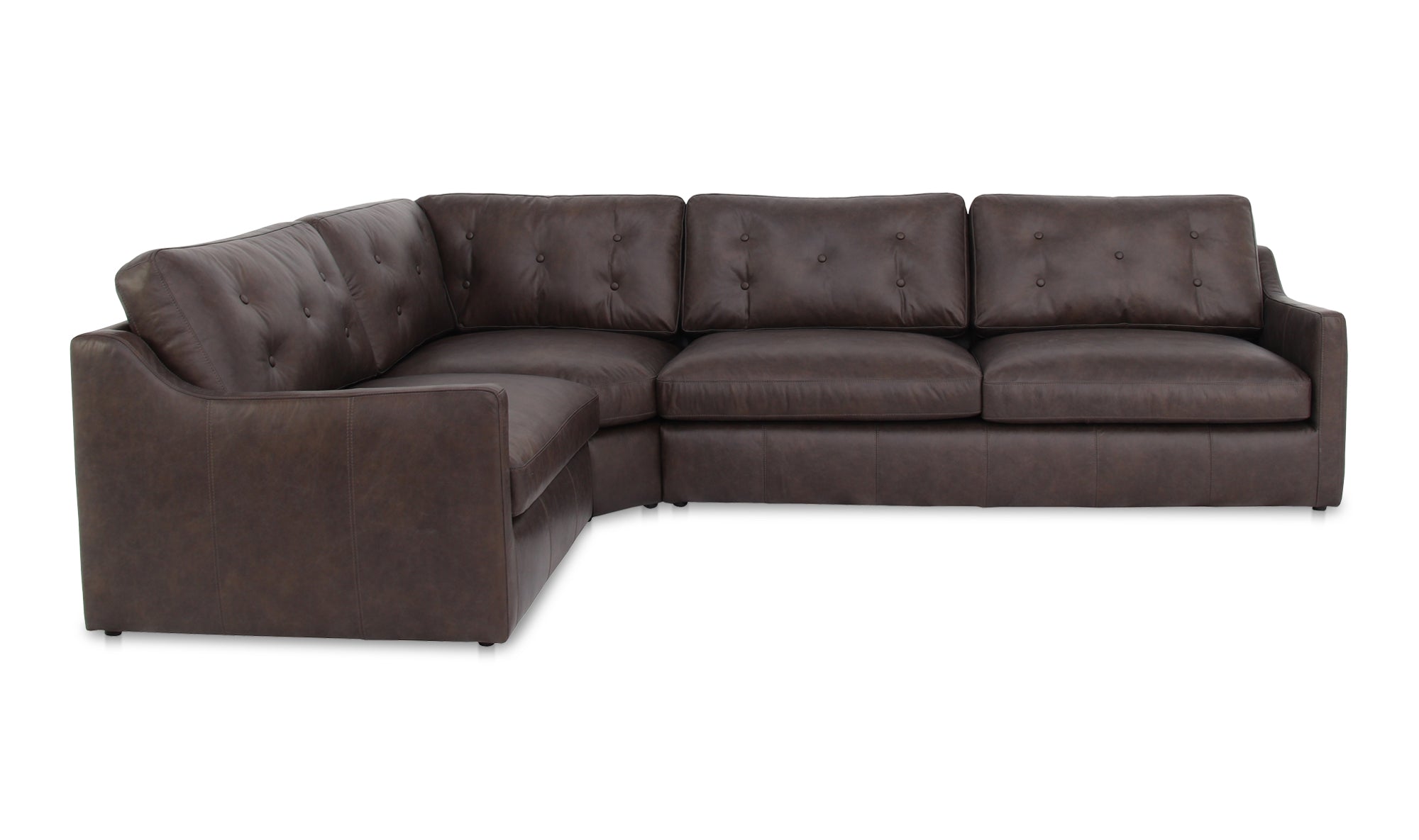 Thurlow 3 Piece Left Modular Sectional Espresso Brown Leather