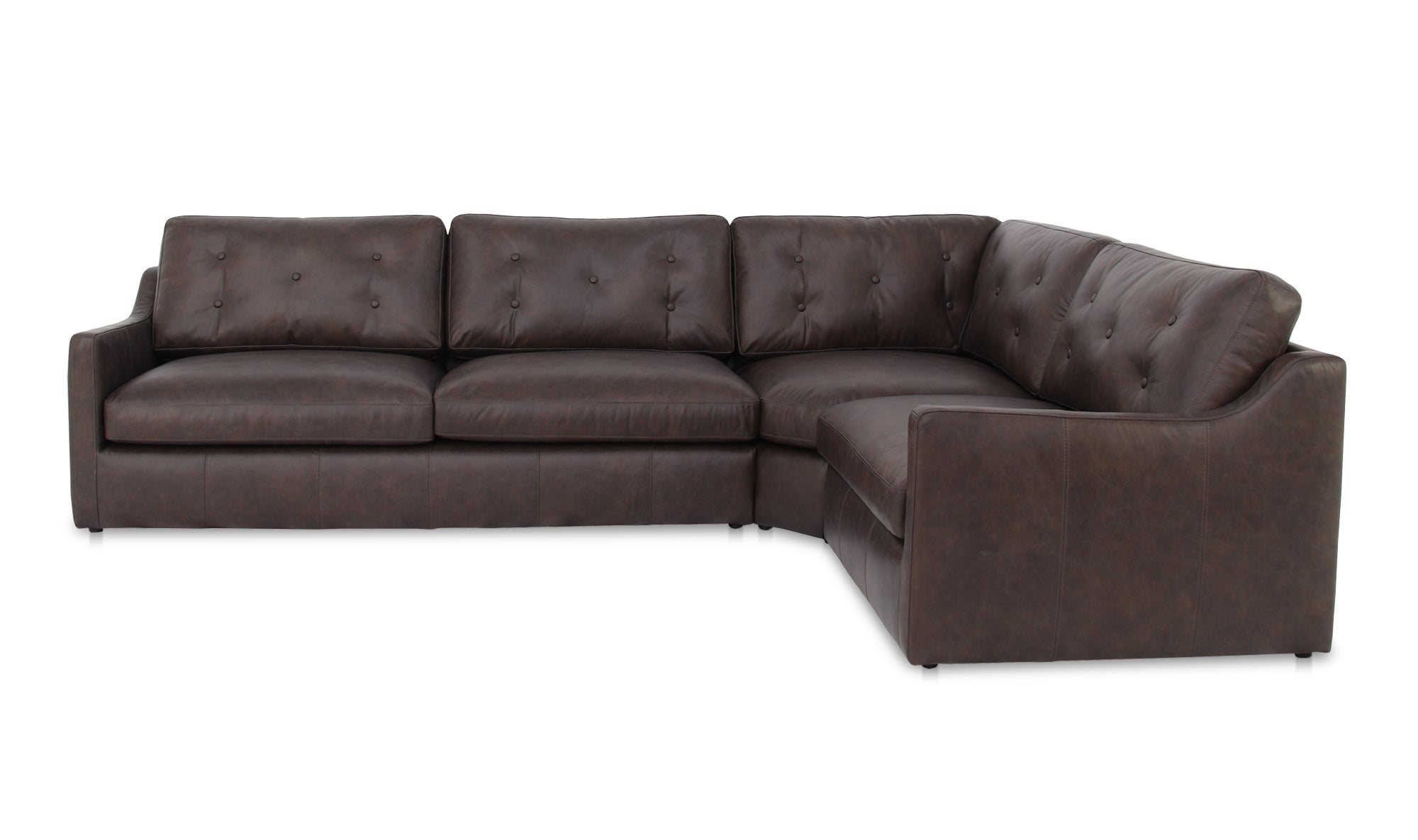 Thurlow 3 Piece Right Modular Sectional Espresso Brown Leather