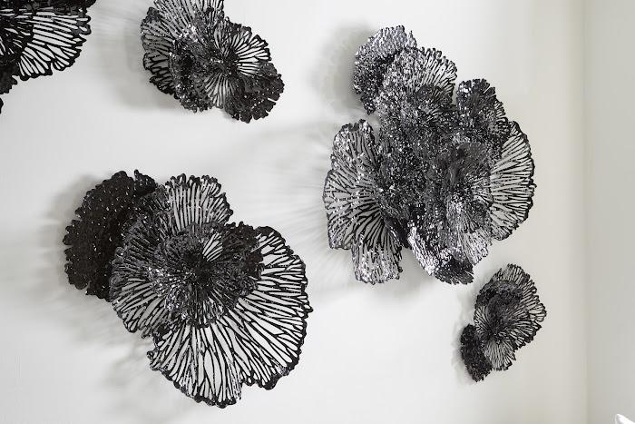 Flower Wall Art, Medium, Black, Metal