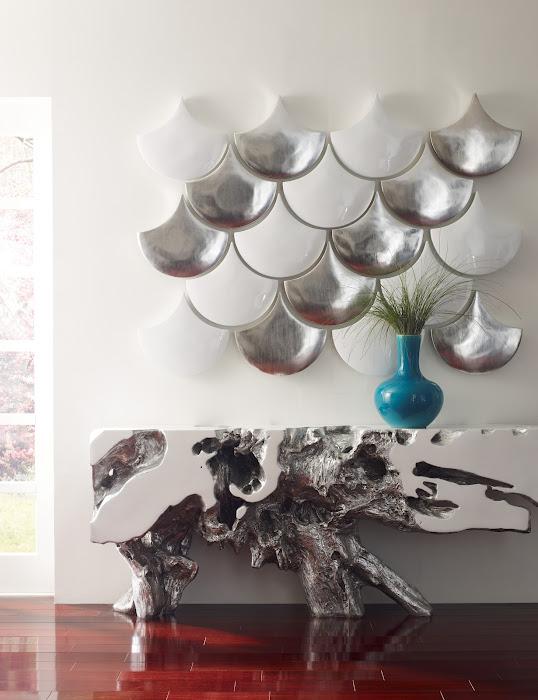 Scales Wall Tiles, Glossy White, Set of 3