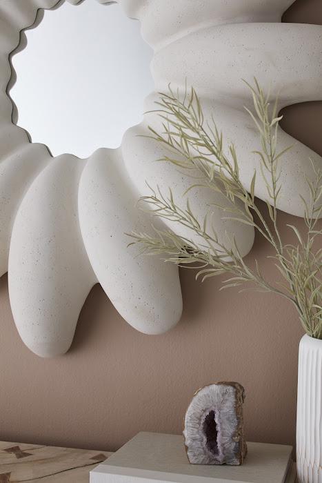 Radial Shell Mirror, White Stone