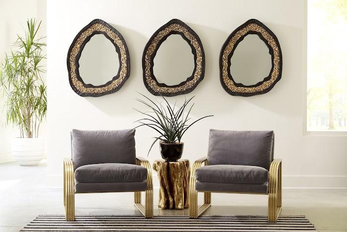 Geode Mirror, Black And Gold, Matte