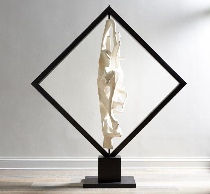 Cast Revolving Diamond Sculpture, Faux Bleached