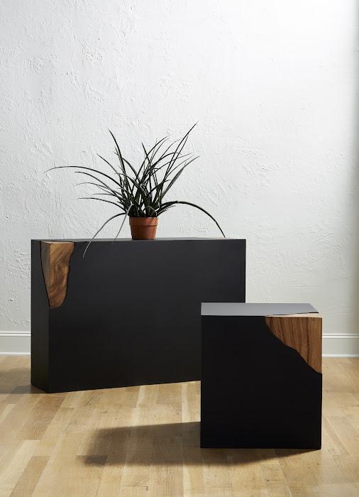 Cornered Console Table, Natural, Iron