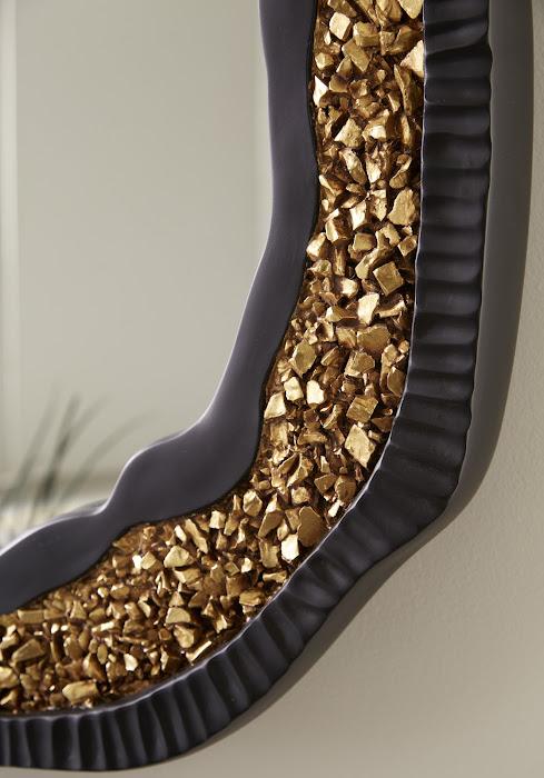 Geode Mirror, Black And Gold, Matte