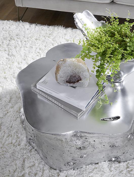 Log Coffee Table, Silver Leaf