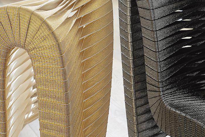 Seat Belt Dining Chair, Gold, Metallic