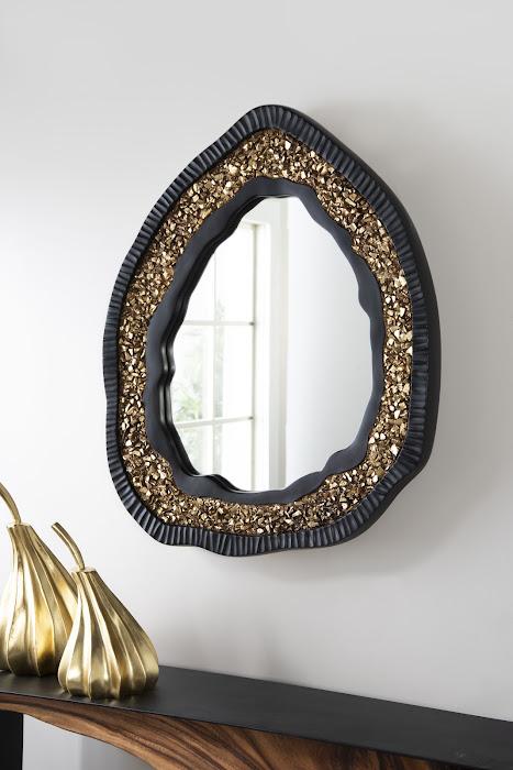 Geode Mirror, Black And Gold, Matte