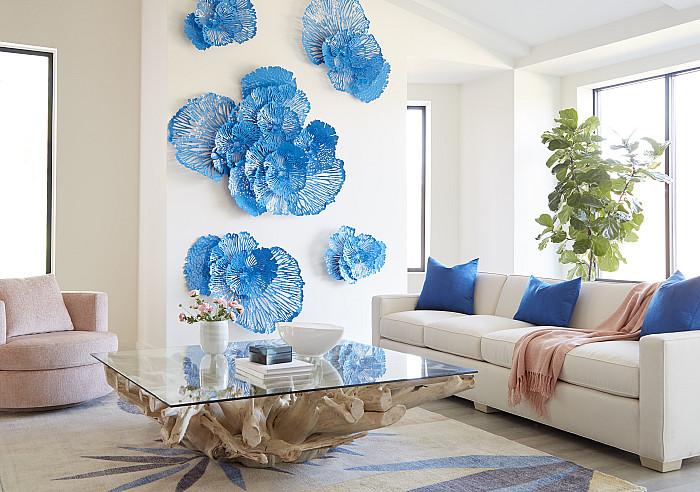 Flower Wall Art, Small, Blue, Metal