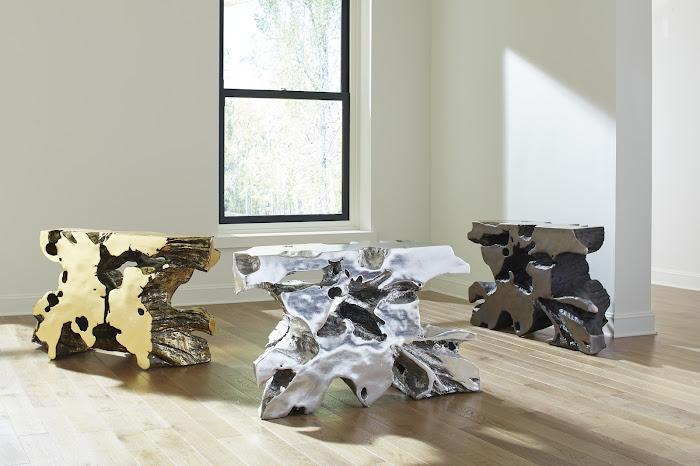 Venice Freeform Console, Silver Leaf