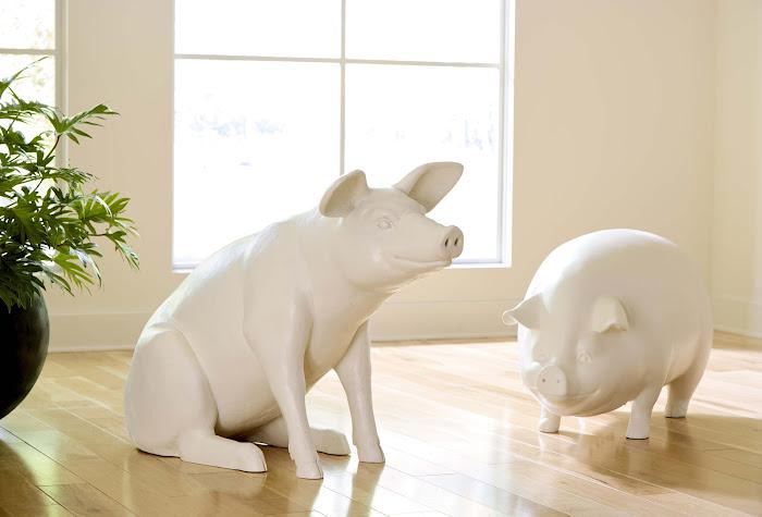 Pig Sculpture, Standing, Off White