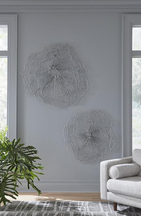 Poppy Flower Wall Art, Silver/Black, SM