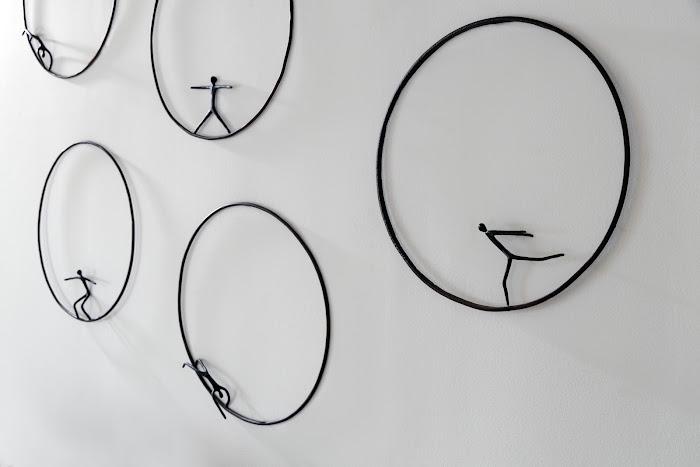 Olympic Figure in Iron Ring, Black, Rust, Style E