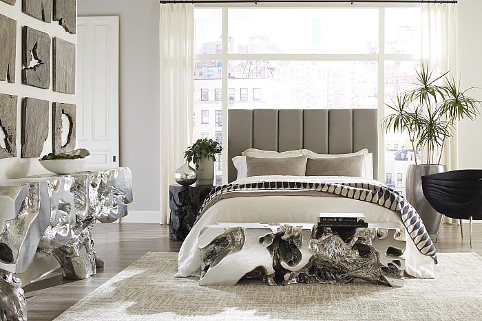 Freeform Bench, Silver Leaf