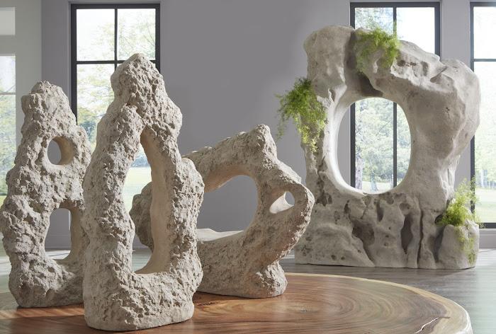 Cast Stone Table Top Sculpture, Wide, Roman Stone