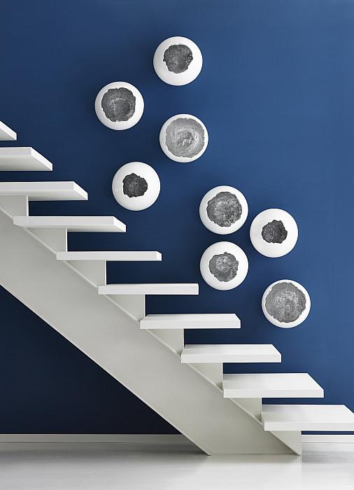 Broken Egg Wall Art, White and Silver Leaf, Set of 4