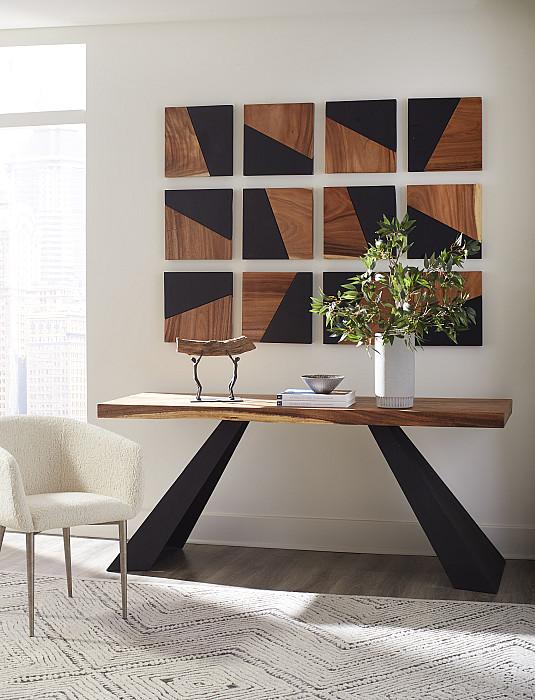 Geometry Wood Wall Tiles, Chamcha Wood, Natural, Black