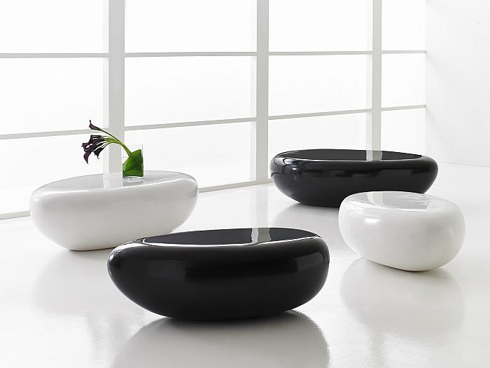 River Stone Coffee Table, Gel Coat Black, Small