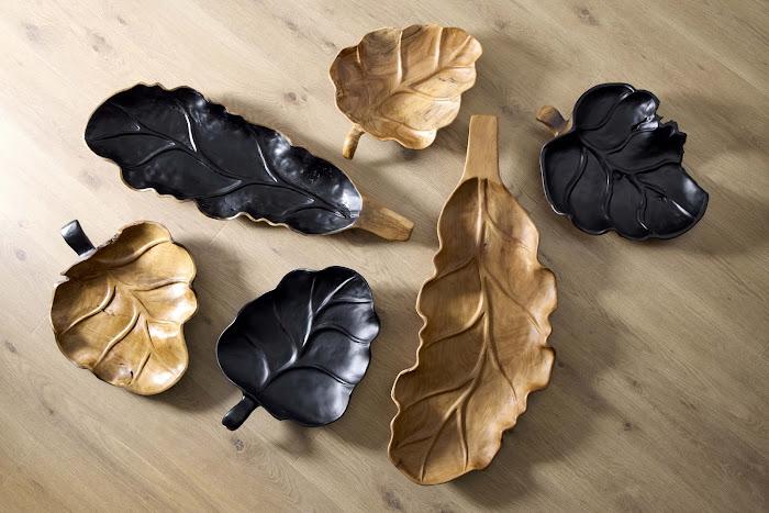 Leaf Bowl, Teak Wood, Black