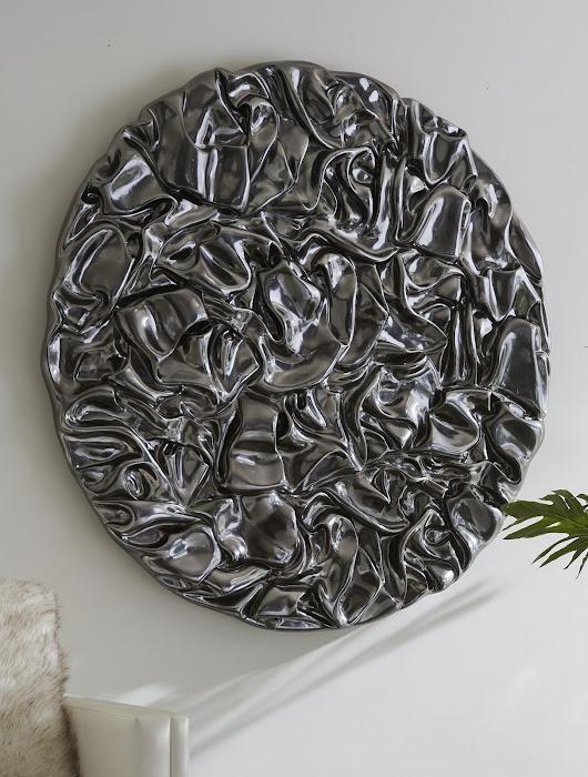 Drape Wall Art, Round, Liquid Silver