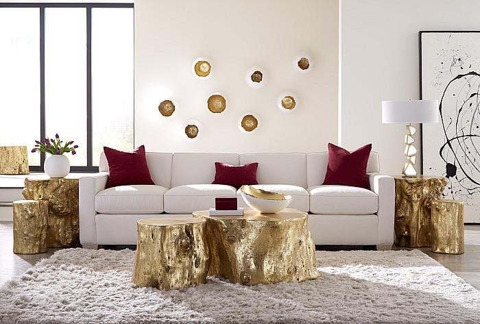 Log Side Table, Gold Leaf
