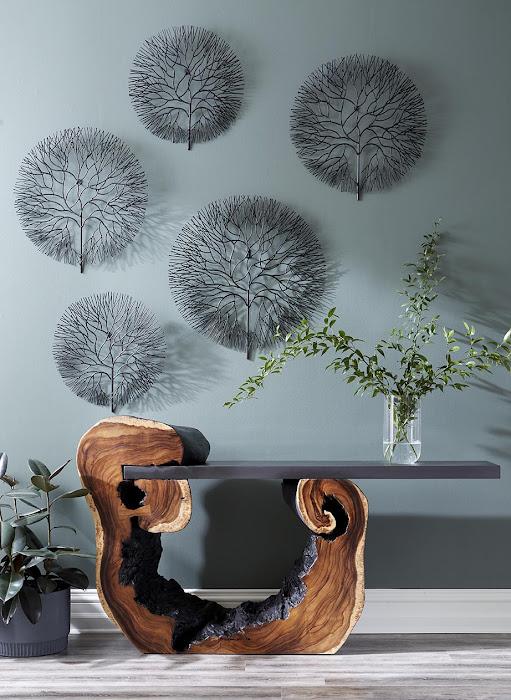 Wire Tree Wall Art, Medium, Circle, Metal, Black