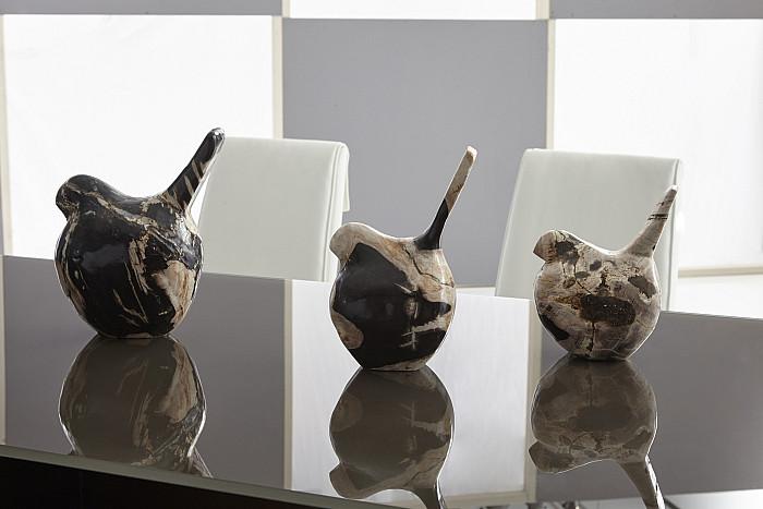 Petrified Wood Birds, Set of 3