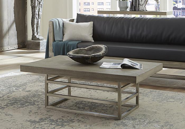 Ladder Coffee Table, Suar Wood, Gray/Silver Finish