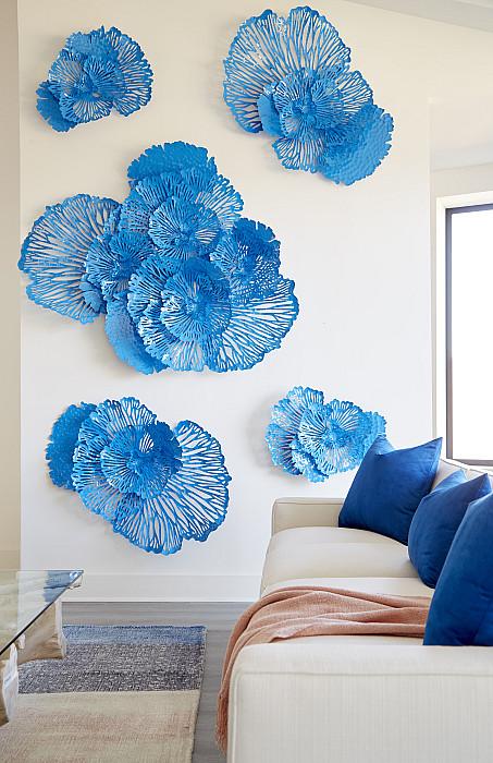 Flower Wall Art, Medium, Blue, Metal