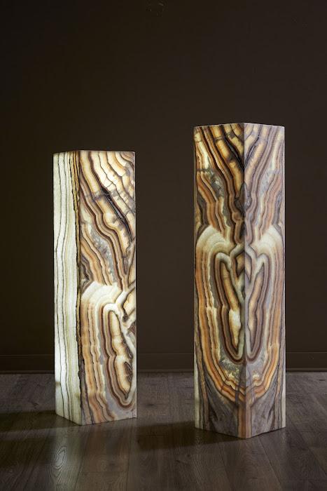 Onyx Lamp Pedestal, Square, Zebra White