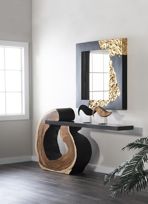 Mercury Mirror, Square, Black, Gold Leaf