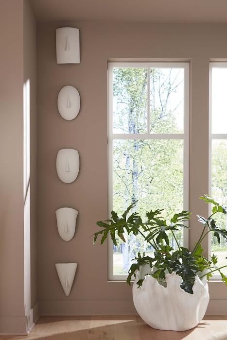 Geometric Cycladic Wall Art, Set of 5, White Stone