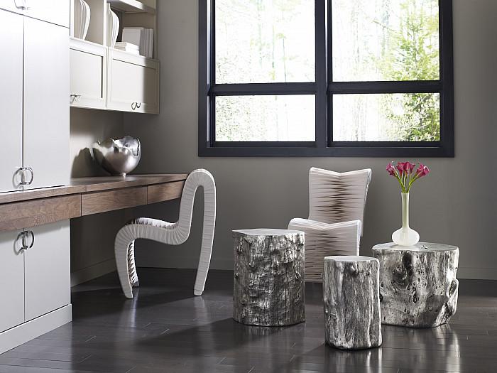 Log Stool, Silver Leaf, LG