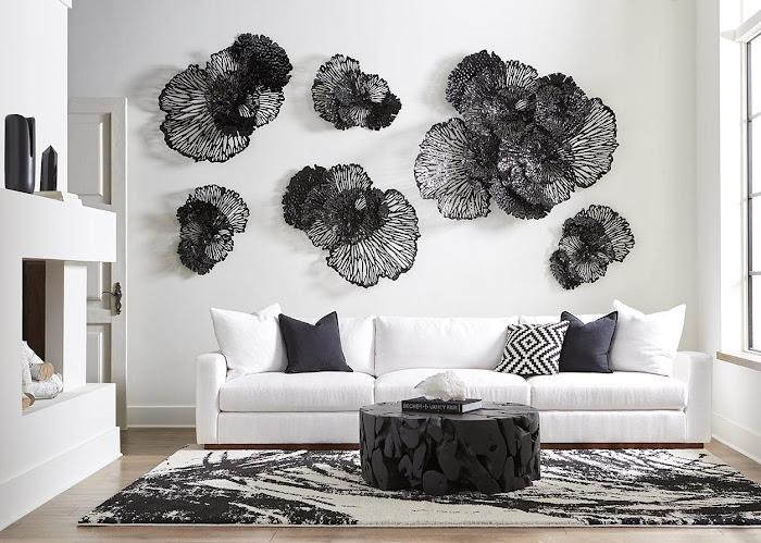 Flower Wall Art, Small, Black, Metal