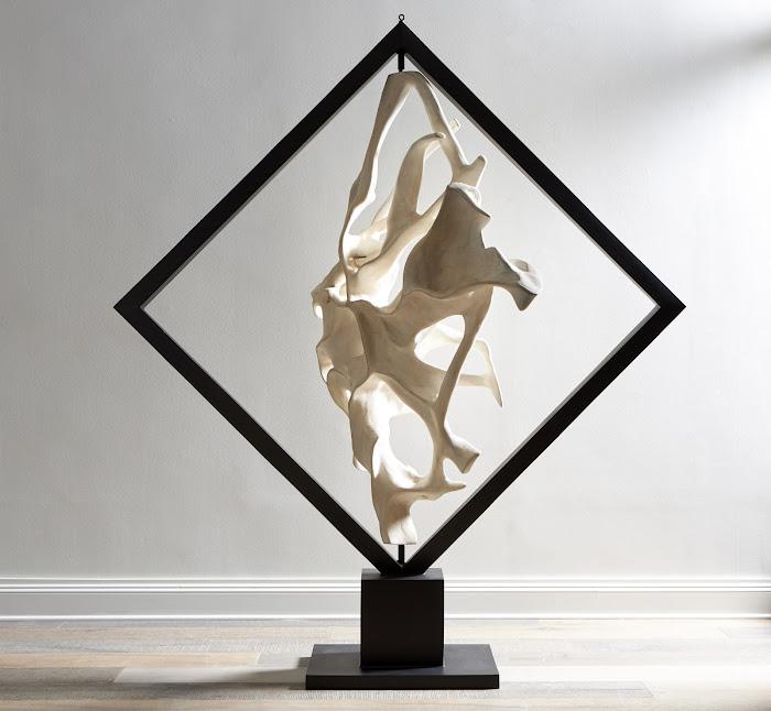 Cast Revolving Diamond Sculpture, Faux Bleached