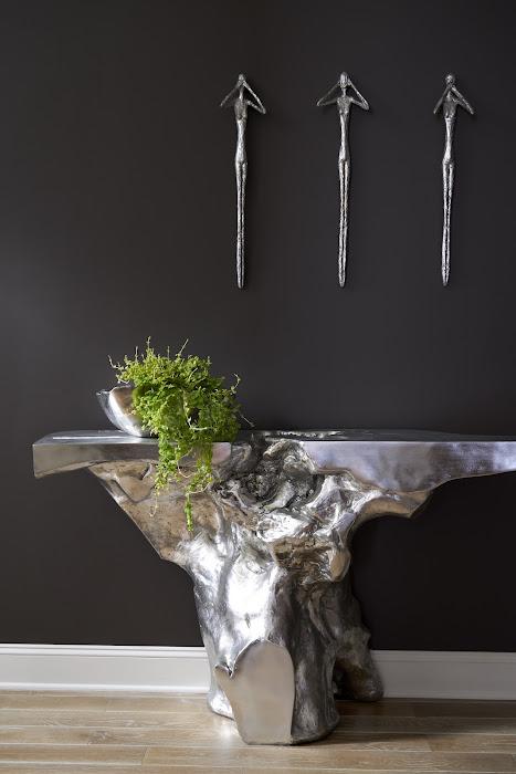 Crown Console Table, Silver Leaf