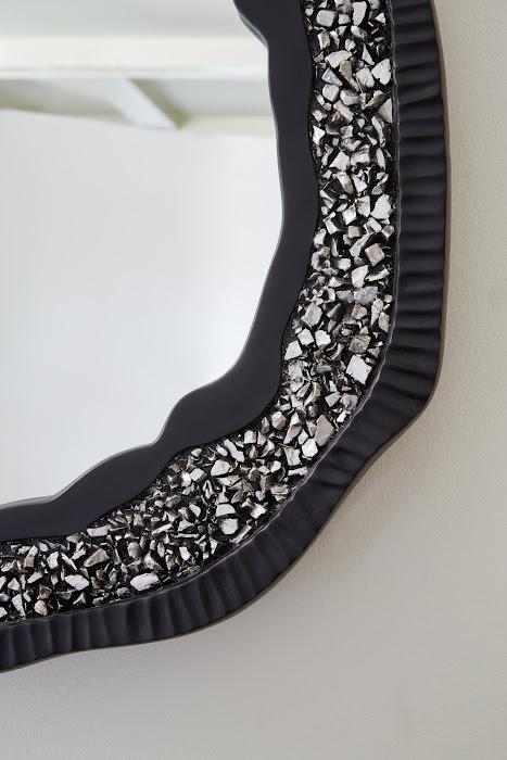 Geode Mirror, Black And Silver, Matte
