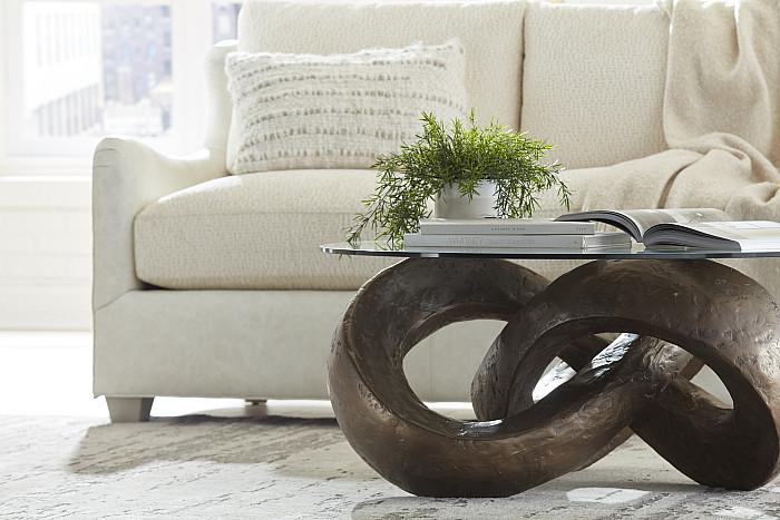Trifoil Coffee Table, Bronze w/ Glass