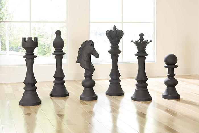Pawn Chess Sculpture, Cast Stone Black, Small
