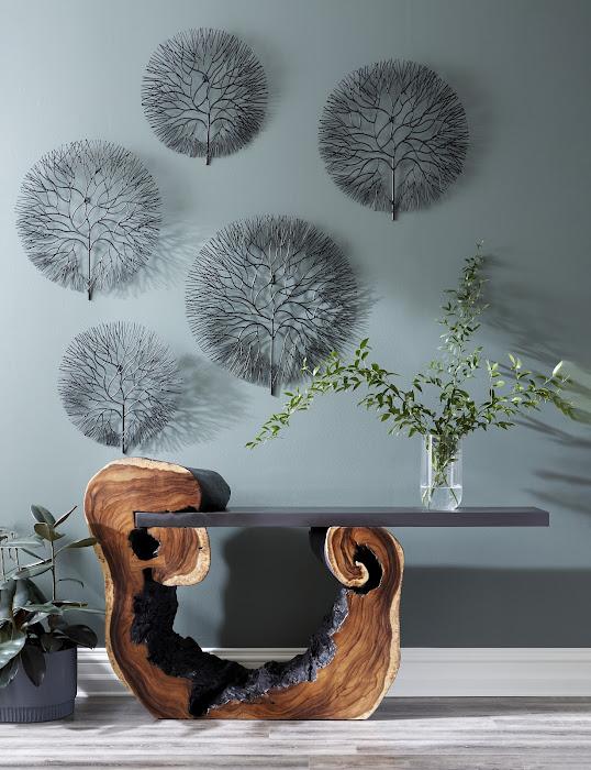 Wire Tree Wall Art, Small, Circle, Metal, Black