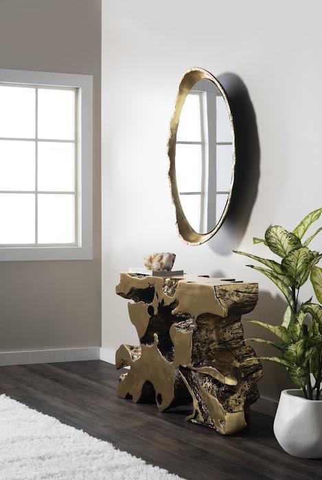 Broken Egg Mirror, Black and Gold Leaf