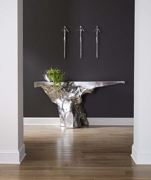Crown Console Table, Silver Leaf