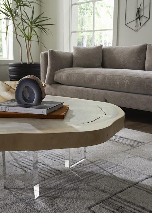 Floating Coffee Table with Acrylic Legs, Bleached , Size Varies